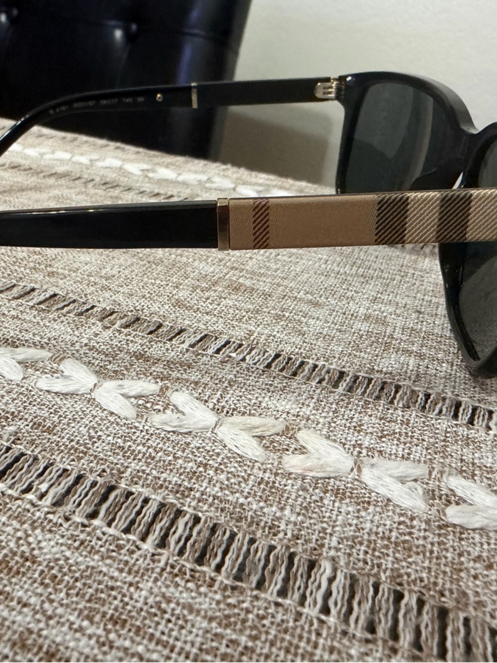 Burberry Black Sunglass Arms with Gold Accents - Picture 8 of 9